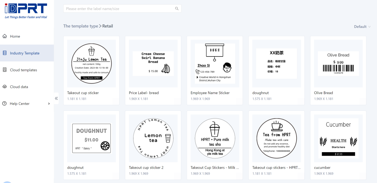 Etiket Tasarımcı yazılımının önceden tasarlanmış etiket örnekleri.png